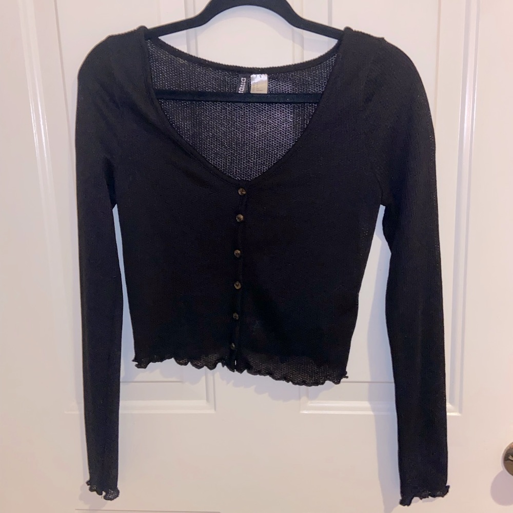 Size Small Black Sheer Button-Up from H&M